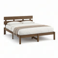Cama de Casal em Madeira Maciça Castanha para Colchão 160 x 200 cm, 168 x 210 x 100 cm