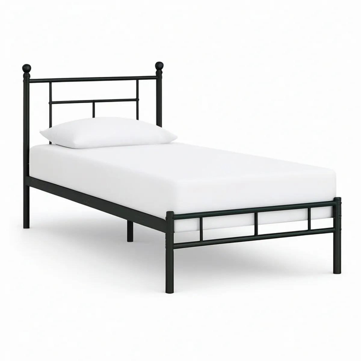 Cama Individual em Aço Preto para Colchão 90 x 190 cm