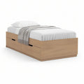 Cama Individual com 2 Gavetas Laterais em MDF Carvalho Claro para Colchão 90 x 190 cm