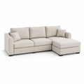 Sofá de Canto com Chaise Longue à Direita em Poliéster Bege e Preto 250 x 160 x 85 cm