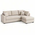 Sofá com Chaise Longue à Direita em Poliéster Bege 230 x 150 x 85 cm