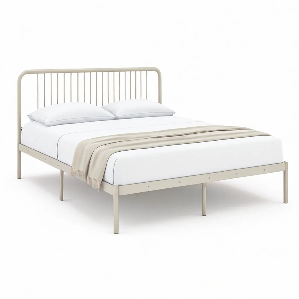 Estrutura de Cama de Casal em Aço Bege para Colchão 160 x 200 cm