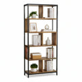 Estante de 5 Prateleiras 80 x 30 x 180 cm em MDF Castanho e Aço Preto