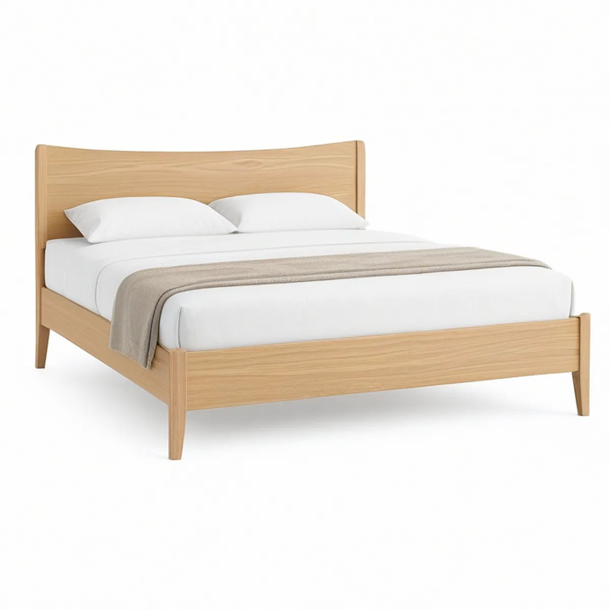 Cama de Casal em Madeira de Carvalho Claro 160 x 200 cm